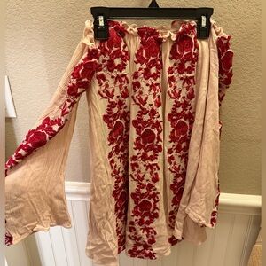 Embroidered Red and Cream dress or cover up